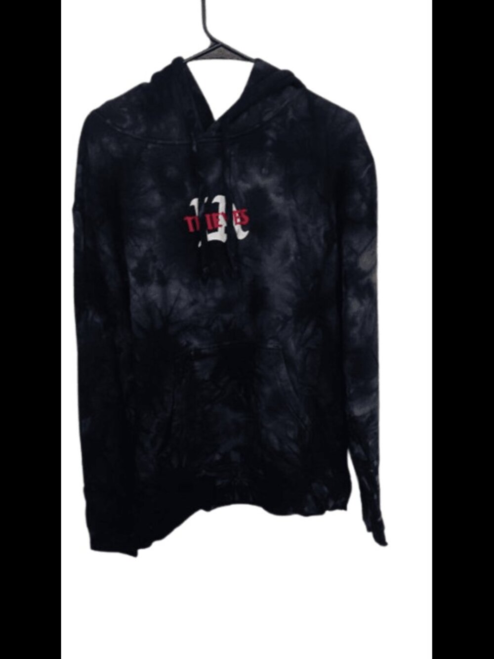 100 Thieves LA Thieves Tie‑Dye Hoodie – Black/Gray – Size Large